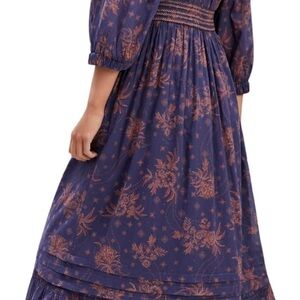 Free People Floral Maxi Dress - Navy and Rust
